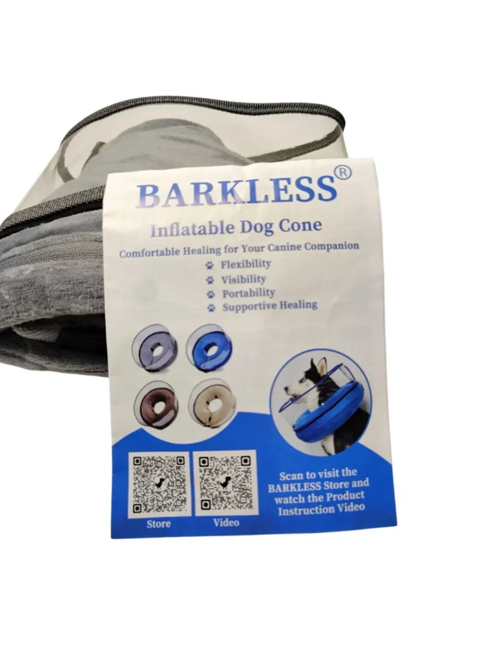 Barkless Inflatable Dog Recovery Cone Collar Comfortable Neck Wear